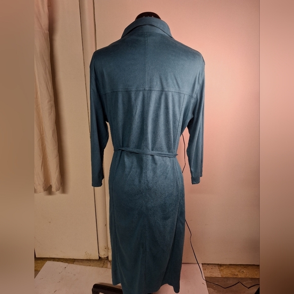 Ultra Suede White Stag Button Down Teal Dress Size Large - Picture 4 of 7